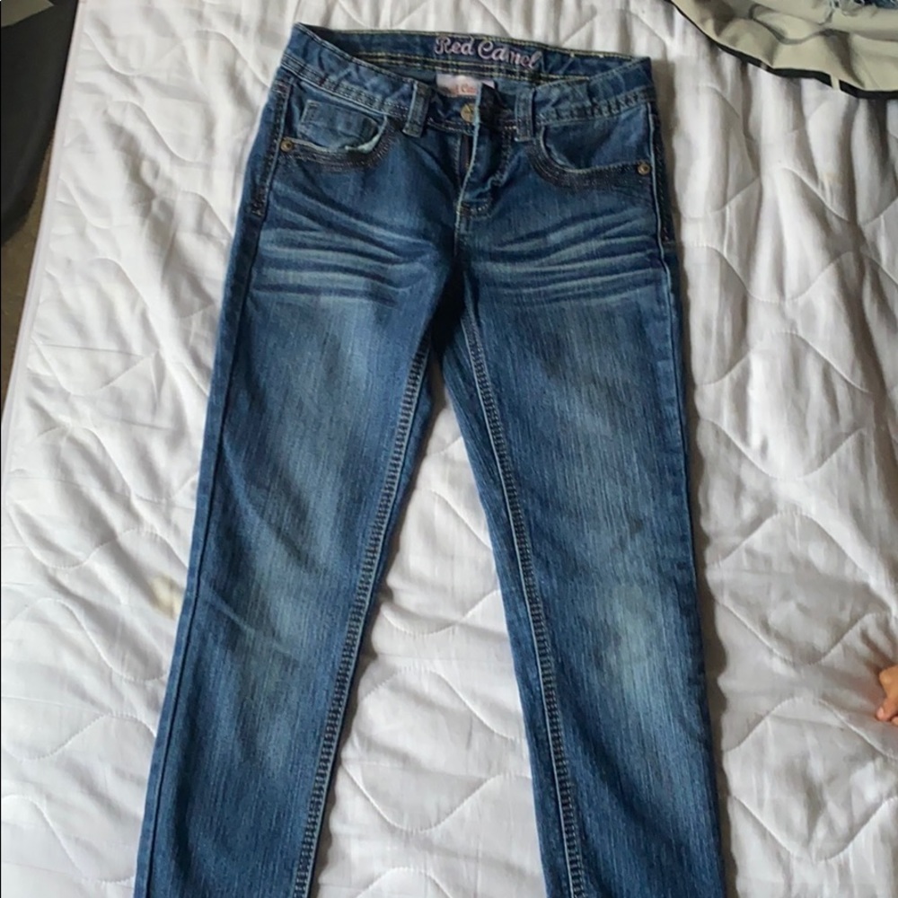 Girls size 10 Red Camel jeans,embellished pockets